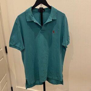 Ralph Lauren Teal Green Polo with Red Pony Logo